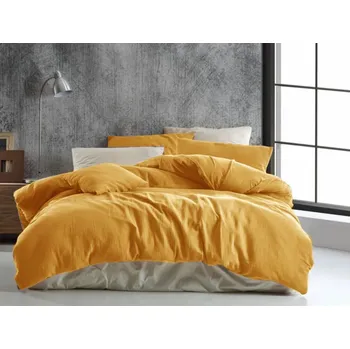 Povlečení Kvalitex Prodloužené mušelínové povlečení 140x220, 70x90cm žluté