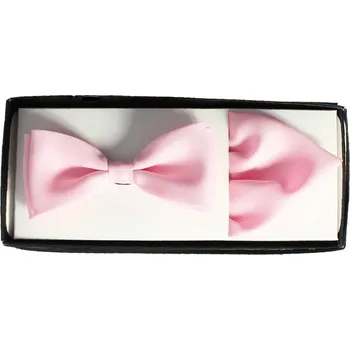 Pánský motýlek světle růžový s kapesníkem do saka, VELIKOST UNI