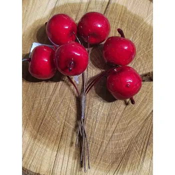 umělá květina Umělá jablíčka na drátku 6 ks červená lesklá