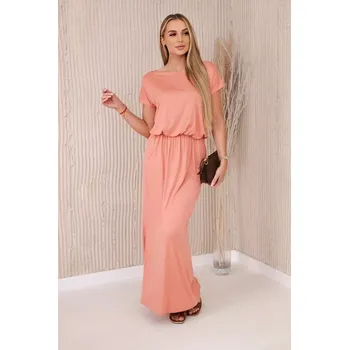 Dámské šaty Sportovní dámské ŠATY s kapsami a rozparkem 9464-5 meruňková - univerzální - S/M