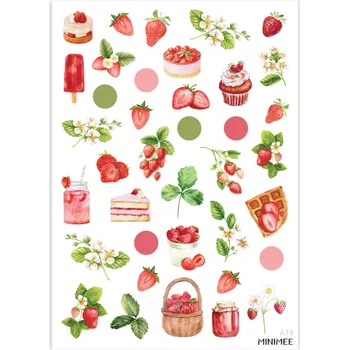 samolepka MINIMEE Papírové samolepky v aršíku A5 Jahody