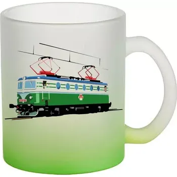 skleněný hrnek lokomotiva IV (hrneček s lokomotivou matné sklo vlak)