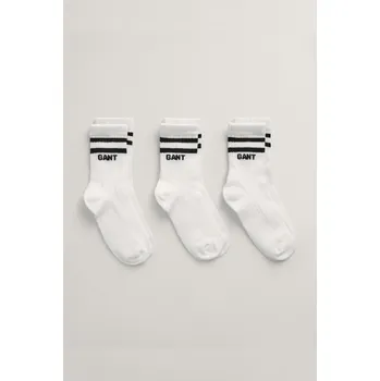 PONOŽKY GANT LOGO RIB SOCKS 3-PACK WHITE