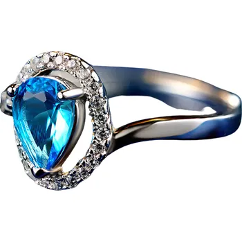 Prsten Stříbrný prsten Angelika s modrým safírovým zirkonem
