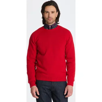 Pánský svetr SVETR GANT SADDLE SHOULDER WOOL C-NECK RICH RED