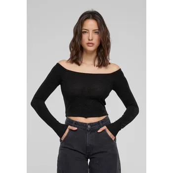 Dámské tričko Dámské Off Shoulder Glitter s dlouhým rukávem černé Urban Classics černá 2545081