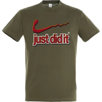 Pánské tričko panske-levne-bavlnene-tricko-digi-potisk-just-did-it Barva: Khaki, velikost: XL