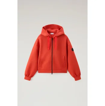 Dámská mikina MIKINA WOOLRICH BONDED FLEECE HOODIE BRIGHT BRICK