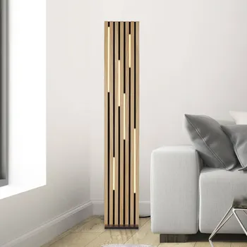 Lampička Q-Smart-Home Paul Neuhaus Smart LED stojací lampa Q-Acoustic wood výška 162 cm - Výška chodidla 2 cm světlé dřevo, černá LED 26 W celkem - Doprava zdarma