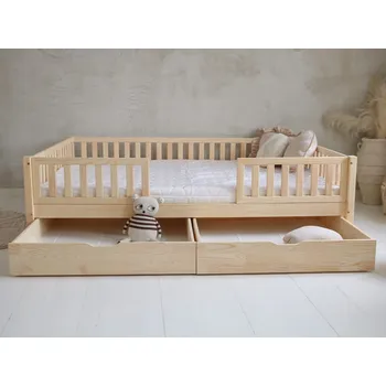 Dětsný nábytek ELIS DESIGN Šuplík k domečkové posteli s plůtkem - úložný prostor barva: natur, varianta: 2 šuplíky, rozměr lůžka: 90 x 190 cm