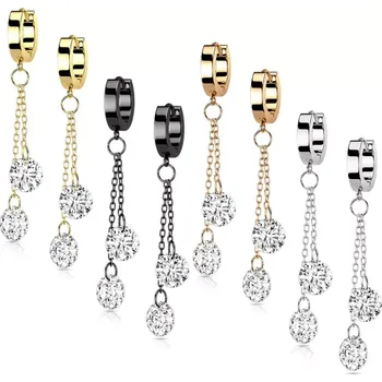 Náušnice Ocelové náušnice s čirými kameny