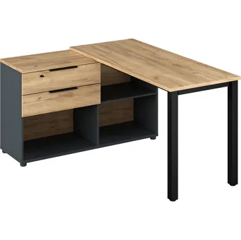 Psací stůl Rohový PC stůl, grafit/dub artisan, KLAUDIUS TYP 8