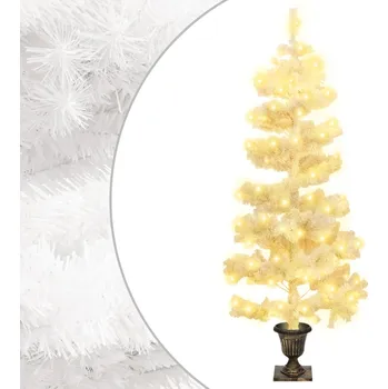 Bytová dekorace vidaXL Spirálový vánoční stromek s LED a květináčem bílý 120 cm PVC