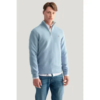 Pánské oblečení SVETR GANT TEXTURED COTTON H-ZIP STORMY SEA
