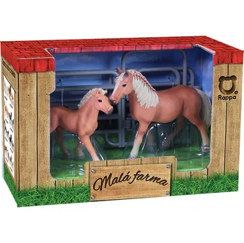 Figurka Rappa Sada koně 2 ks s ohradou hnědý se světlou hřívou