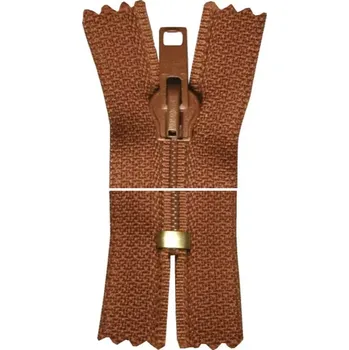 Zip Spirálový zip, nedělitelný - 23cm - hnědý - WICO - BALENÍ 10 ks