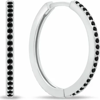 Náušnice Brilio Silver Stříbrné náušnice kruhy s černými zirkony EA159WBC 2,2 cm + 2 měsíce na vrácení zboží