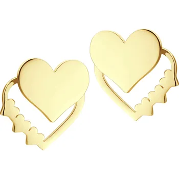 Náušnice BRUNOshop.cz Náušnice dvojité SRDCE GOLD