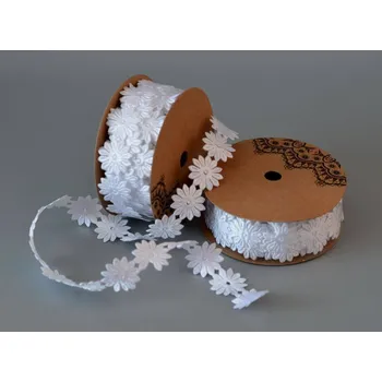 Stuha Stuha saténová BÍLÉ KVĚTINKY