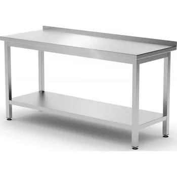 Dílenský stůl Nástěnný stůl s policí – přišroubovaný, hloubka 600 mm, HENDI, Kitchen Line, 1200x600x(H)850mm