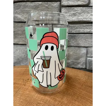 Party dekorace Sklenička Halloween ghost green s vadou