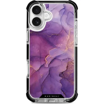 Pouzdro na mobilní telefon Odolný obal Mobiwear MagSafe Elite Bumper - Apple iPhone 16 Plus - D020D Fialový mramor (Odolný kryt, pouzdro, obal Mobiwear Elite Bumper na mobil Apple iPhone 16 Plus - D020D Fialový mramor, materiál Plast + TPU silikon + kov - zesílená ochrana telefonu,