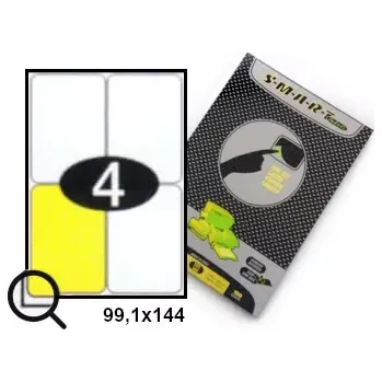 Samolepící etiketa Samolepicí etikety, štítky 99,1x144, papír A4, 100 listů (Samolepící papír do tiskárny A4 - velikost etiket 99,1x144 - balení 100 archů - SMART)