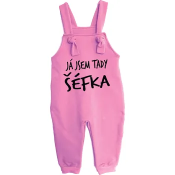 Dětské rostoucí lacláče - Já jsem tady šéfka!, Barva látky ružová, Střih Dětský, Velikost 56-62