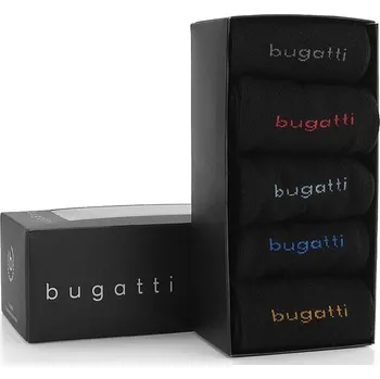 Pánské ponožky Bugatti hladké ponožky černé 5 pack business socks 6260X - 43-46 | P681118