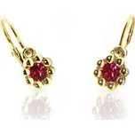 Diante Zlaté náušnice s červeným kamenem 47100132