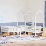 vidaXL Postel a lavice se střechou 75x190 cm masivní borové dřevo [3282185] Barva: Bílá