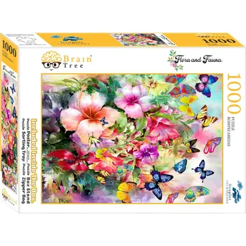 Puzzle Brain Tree Puzzle Květiny a motýli 1000 dílků