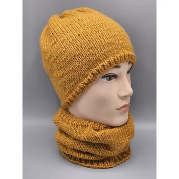 Nákrčník Ručně pletený nákrčník prodloužený - hladký - hořčicový