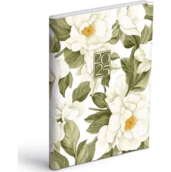 Diář MFP T805 PU potištěný A5 14denní 2025 bílé květy