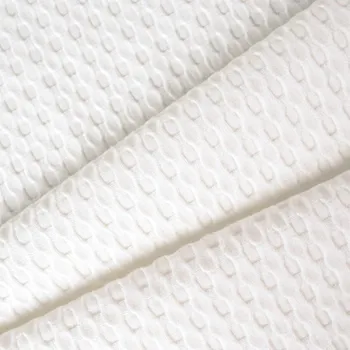 Látka bavlněné vaflové piké s bambusem ivory