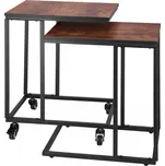 Springos Sada konferenčních zásuvných stolků s kolečky HF0025 hnědo-černá