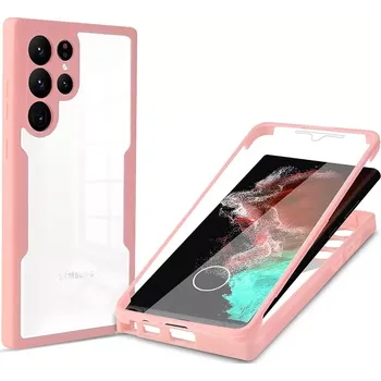 Pouzdro na mobilní telefon Pouzdro Samsung Galaxy S22 Ultra 5G, Techsuit - ColorVerse 360 Series + ochrana obrazovky, růžové