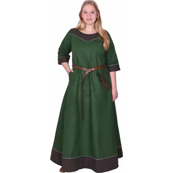 Karnevalový kostým Battle Merchant Středověké šaty Gesine z plátna, zelené