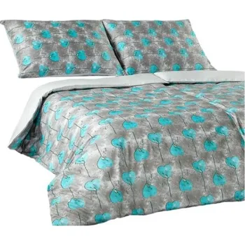 Bytový textil Veba Saténové povlečení Geon Srdce modrošedá 140x220 70x90