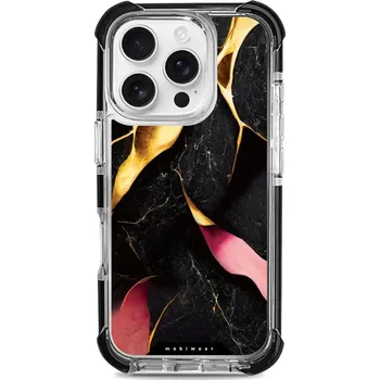 Pouzdro na mobilní telefon Odolný obal Mobiwear MagSafe Elite Bumper - Apple iPhone 16 Pro - D019D Černý a zlatavý mramor (Odolný kryt, pouzdro, obal Mobiwear Elite Bumper na mobil Apple iPhone 16 Pro - D019D Černý a zlatavý mramor, materiál Plast + TPU silikon + kov - zesílená)