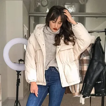 Dámská parka Péřová bund as pravým kožíškem na kapucí Barva: Světle Hnědá, Velikost: M