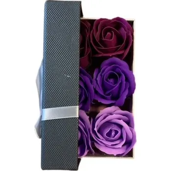 Mýdlo Ostatní Dekorace Box Mix 6ks mýdlových růží Fialová