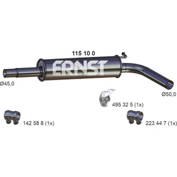 Tlumič výfuku Stredni tlumic vyfuku ERNST 115100
