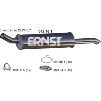 Výfukový systém Zadní tlumič výfuku ERNST 042161