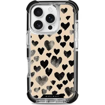 Pouzdro na mobilní telefon Odolný obal Mobiwear MagSafe Elite Bumper - Apple iPhone 16 Pro - DA51D Černá srdíčka (Odolný kryt, pouzdro, obal Mobiwear Elite Bumper na mobil Apple iPhone 16 Pro - DA51D Černá srdíčka, materiál Plast + TPU silikon + kov - zesílená ochrana telefonu,)