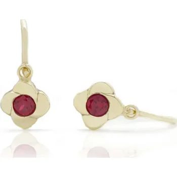 Náušnice Diante Zlaté náušnice s červeným kamenem 31503261
