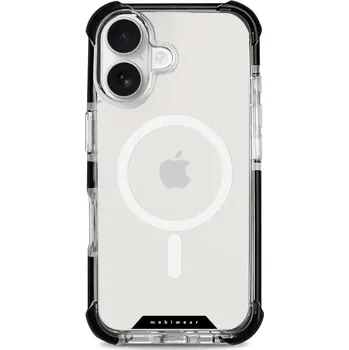 Pouzdro na mobilní telefon Odolný obal Mobiwear MagSafe Elite Bumper - Apple iPhone 16 - D001D Čiré (Odolný kryt, pouzdro, obal Mobiwear Elite Bumper na mobil Apple iPhone 16 - D001D Čiré, materiál Plast + TPU silikon + kov - zesílená ochrana telefonu, podpora MagSafe, krytí)