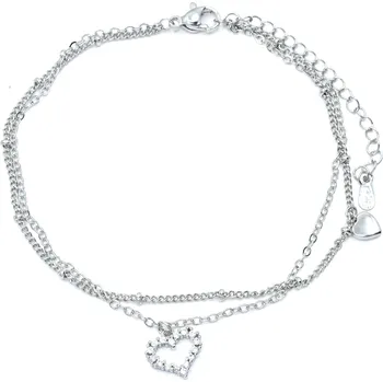 Náramek Stříbrný náramek na nohu kuličkový se srdcem Sandy