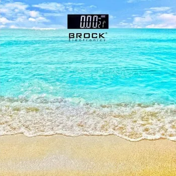 Kuchyňská váha Digitální váha Brock, max 180kg, s teploměrem, na 2 AAA baterie, motiv pláž