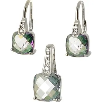 Souprava šperků Stříbrna souprava se zirkony magic topaz STRS0400F + dárek zdarma